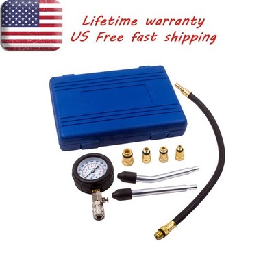 Cylinder Compression Pressure Tester Gauge Test Adaptor Pipes Tool Kit 0-300 PSI