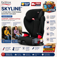 Britax Skyline 2-stage Booster Car Seat Dusk High Back Backless 2-in-1-free Ship