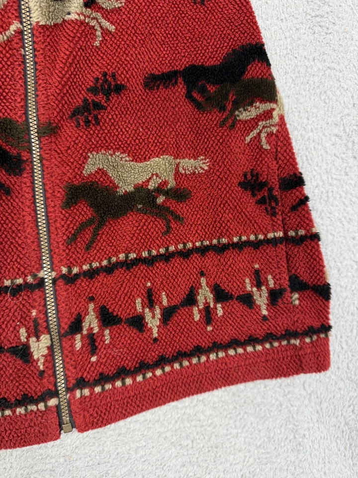 Tsunami Vest Mens Large Red Black Brown Horse Pattern Wool Blend Western Jacket - Image 4 of 4