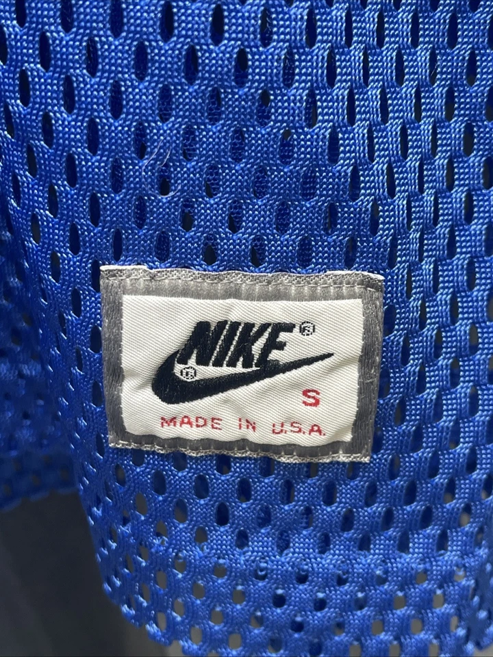 Vintage 80s 90s Nike Made In USA Gray Tag Swoosh Practice Jersey Size S Blue - Image 3 of 4
