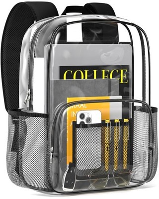 Clear Backpack - Multi-Pocket Bookbag, Cold-Resistant PVC Waterproof Work Bag...
