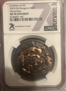 Nimravidae Evolution of Life 1 oz Antique finish Silver Coin Mongolia 2023 NGC