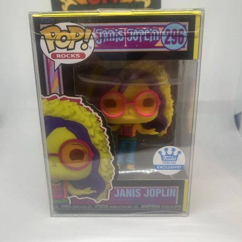 Funko POP! Rocks - Janis Joplin #296 Blacklight Funko Excl + FREE POP PROTECTOR