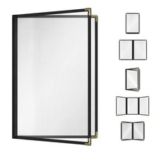 Restaurant Menu Covers &ndash; 25 Pack Black 4-View 8.5" x 14", Side-Loading Vinyl