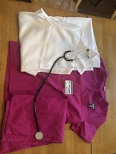 Doctor/nurse Halloween Role Play Costume Scrubs W/lab Coat Adult S/M Worn Once