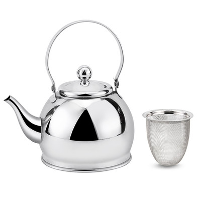 1qt Haus Roland Teapot Stainless Steel Kettle w/ Strainer Infuser Silver Tea Pot