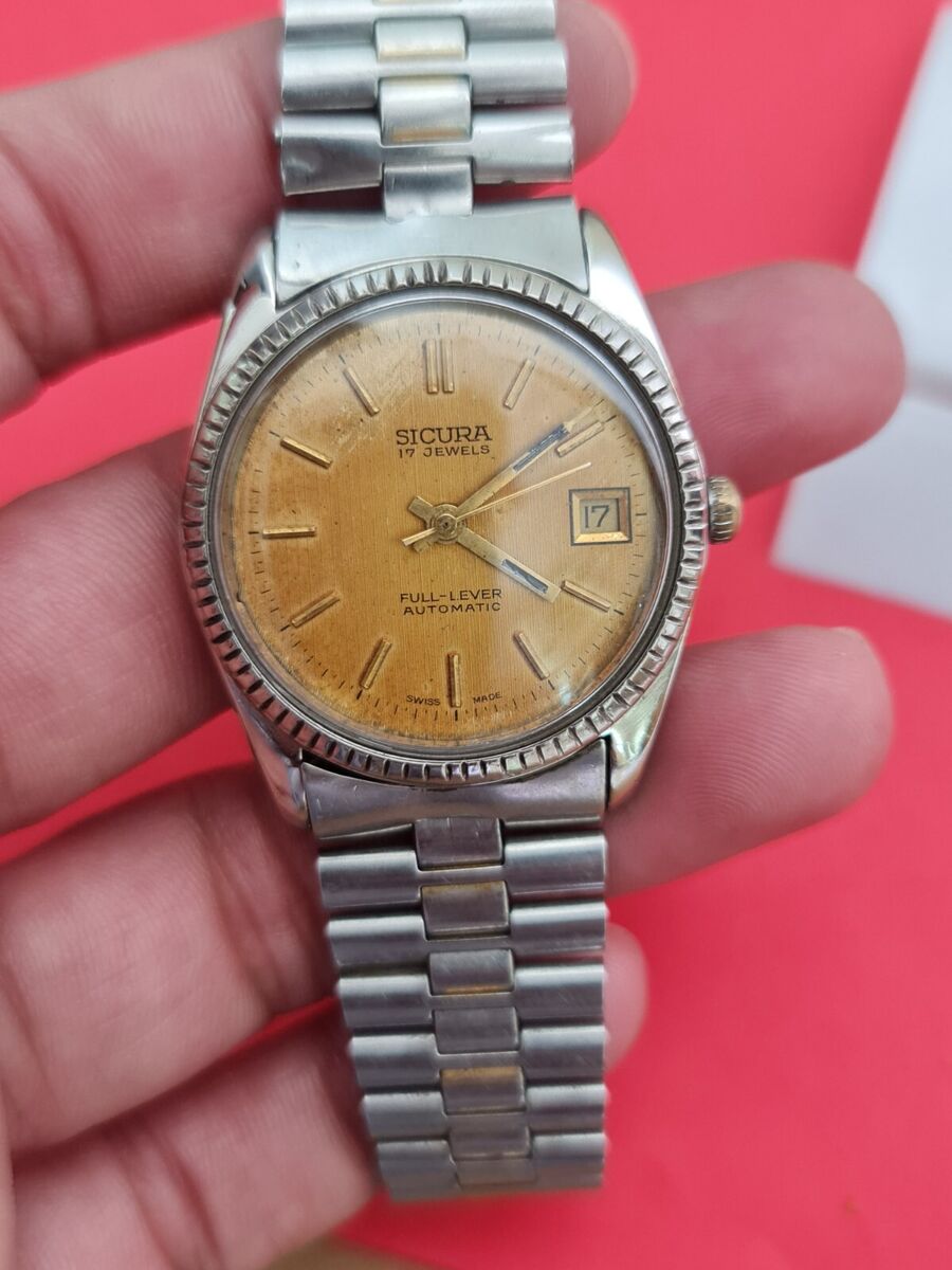 信頼も高い Vintage Sicura Men's Swiss jewels 17 Automatic Lever Full アナログ(手巻き)
