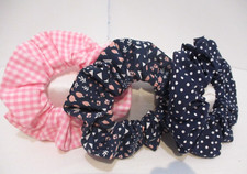 Handcrafted Scrunchies, U Pick Your Favorite, 100 Cotton, Set of 3, 5" Dia. New