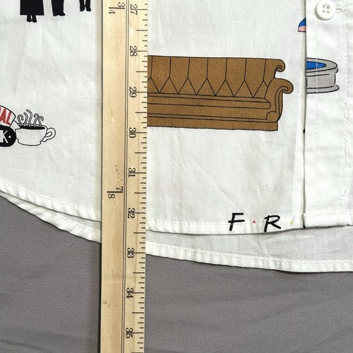 FRIENDS Box Lunch Men’s 2XL XXL White Graphic Button-Down Shirt *NEW w/Tags* - Picture 9 of 11