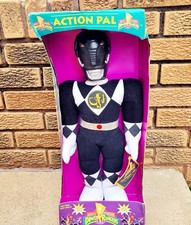 Vintage Mighty Morphin Power Rangers Black Action Pal Plush Doll 18" 1993