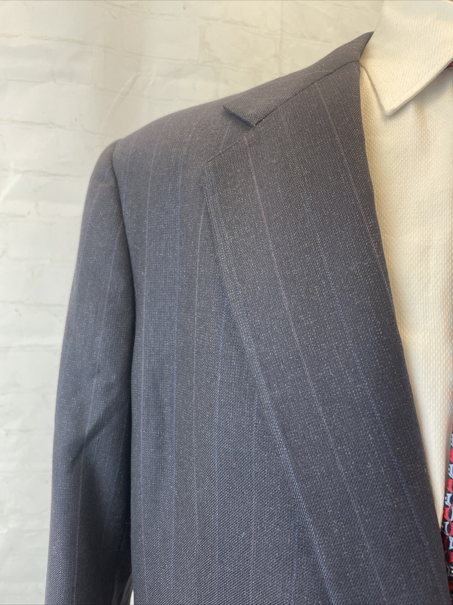 346 Brooks Brothers Men's Navy Blue Gray Striped Suit 41L 34X30