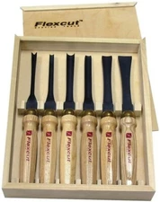 Flexcut MC150 6 Piece Mallet Wood Carving Starter Set Ash Wood Handles with Box