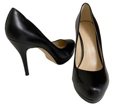 Nine West Pump Kristal Black Leather Platform Womens 7.5 Heels