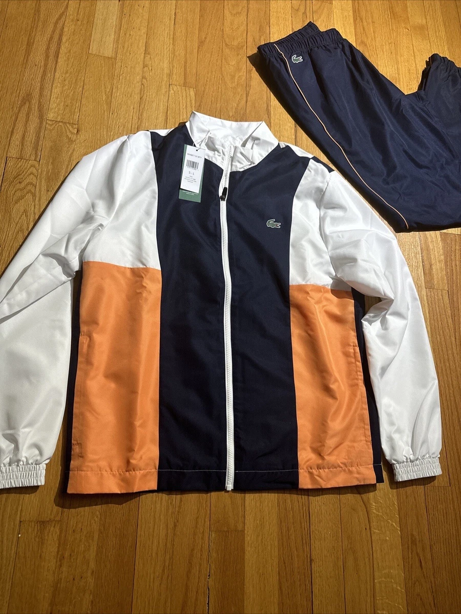 Lacoste Men s SPORT Orange Navy Blue Tracksuit Men s Large eBay