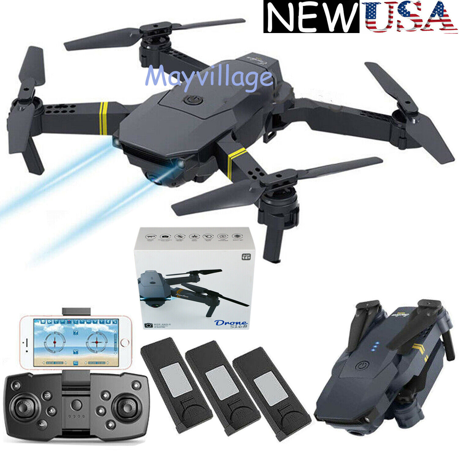 RC Drone 4K HD Camera FPV WiFi Aircraft Foldable Quadcopter Selfie Toy 3 Battery