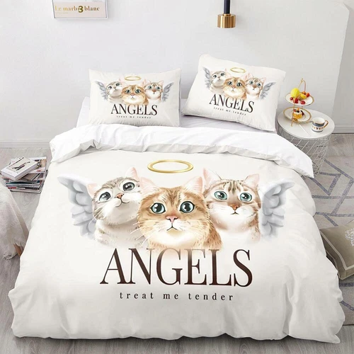 Cats Quilt Duvet Cover Pillowcase Pets Bedding Set Single Double King Size Hot - Picture 21 of 63
