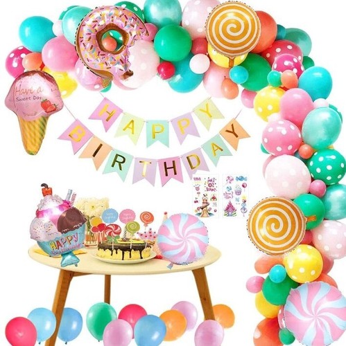 Cartoon Donut Ice Cream Birthday Party Latex Foil Ball Balloon Arch Celebration - Picture 9 of 11