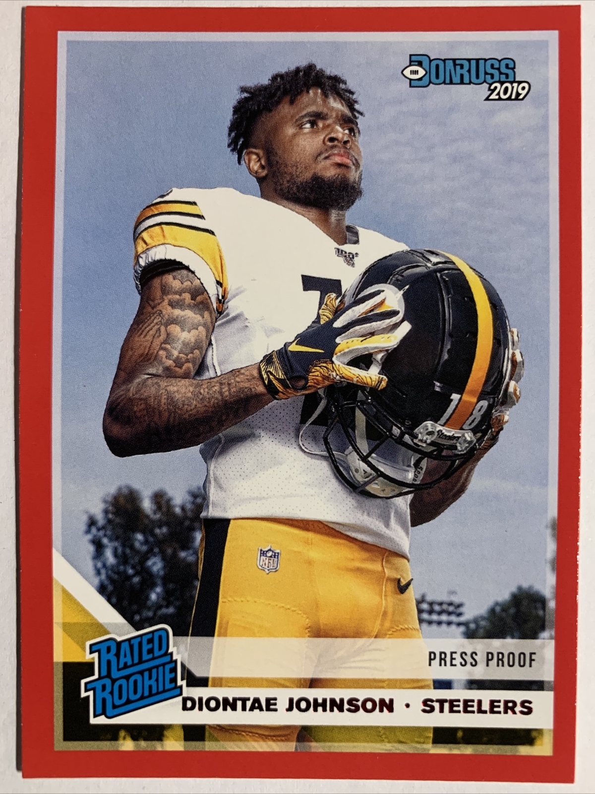 2019 Panini Donruss Rated Rookie Press Proof Red Diontae Johnson Rookie Steelers