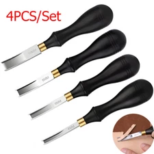 4PCS/Set Leather Craft Tools Kit Edge Bevelers French Wide Mouth Skiving Knife