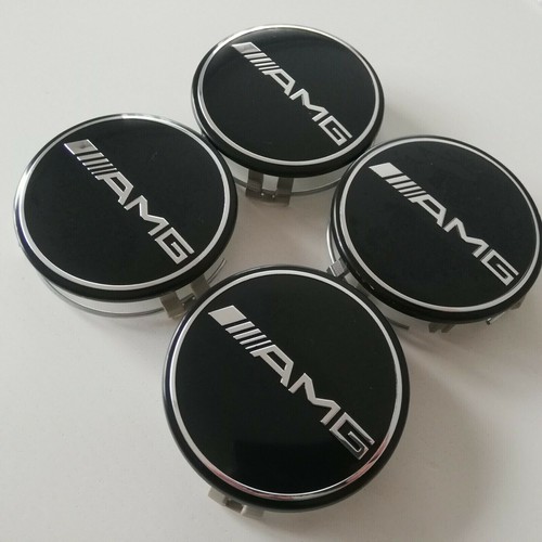 Für 4X 75mm Mercedes Benz AMG Hub Emblem Nabendeckel Radkappen Abzeichen Schwarz - Bild 4 von 5