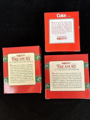 Lot of 3 Vintage Enesco Treasury Coca-Cola Bear Yuletide Christmas Ornaments - Picture 6 of 8