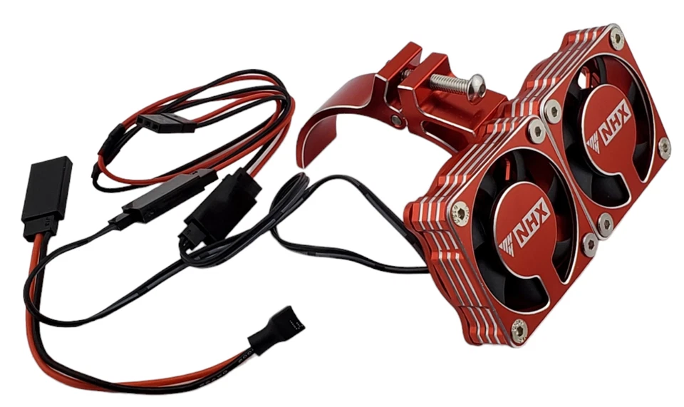 NHX RC 1/8 Twin Alum Cooling Fans & Side Motor Mount Castle 1721 / 1717 -Red - Image 2 of 4
