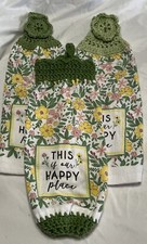 Crochet Buttonless kitchen towel set  Bag Holder