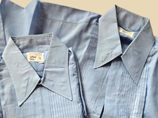 Lot Of 2 Vintage Blue Tuxedo After Six Shirts 17.5/36