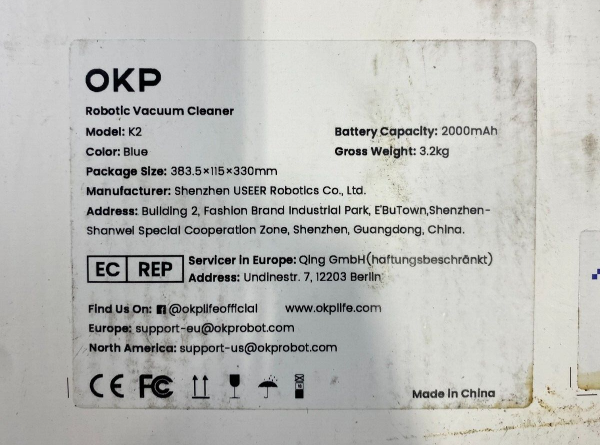 OKP Life K2 Robot Vacuum Cleaner 1800 mAh, Blue eBay