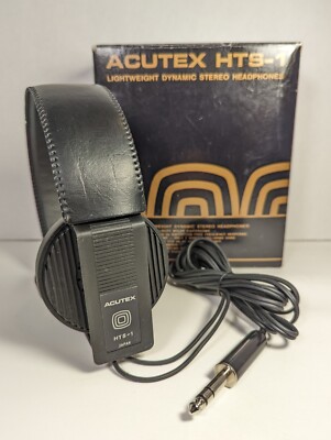 Vintage Headphones Acutex HTS-1 Dynamic 3.5mm Stereo Over Ear Black  IN-BOX