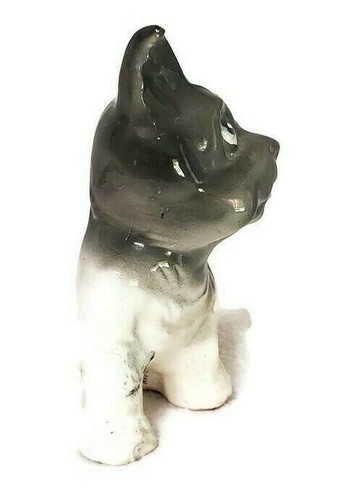 Estatuilla de Perro De Colección Japan Terrier Negro Blanco Ojos Azules Cara Dulce 4" x 4 - Imagen 4 de 7