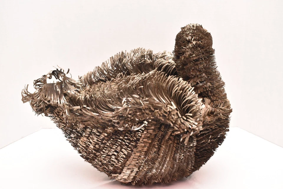 LARGE Bird Mixed Strip Metal Brutalist Tin Brass MCM Sculpture Sergio Bustamante - Image 4 of 4