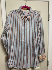 Robert Graham ® Knowledge Wisdom Truth ™ righe audaci - polsini ricamati 2XL/2TG