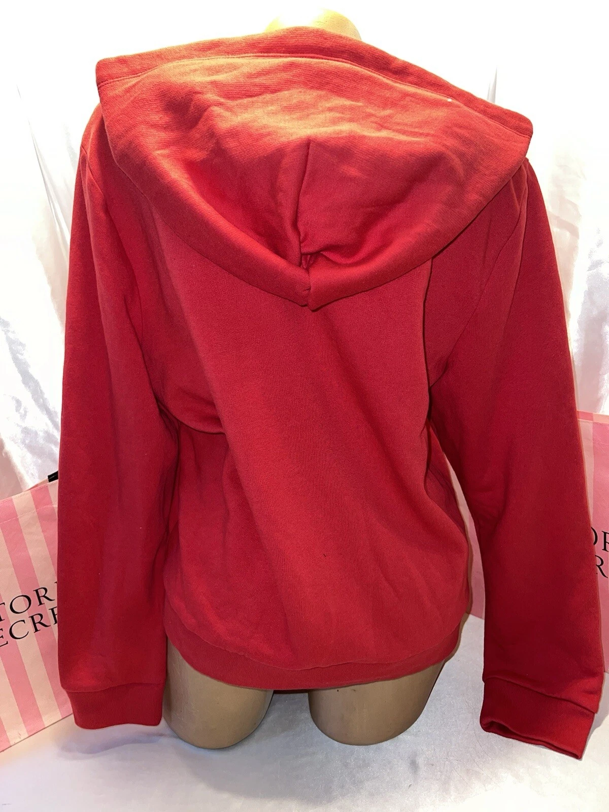 UNDERCOVER Victoria Secret Felpa Rosa con Cappuccio Rosso Scritta Logo XL Rosso e Oro