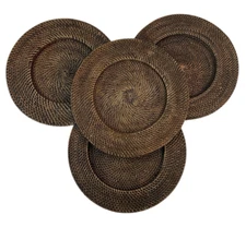 Rattan Plate Chargers Woven Wicker Set of 4 - 13" Diameter 8" inside (2 Styles)