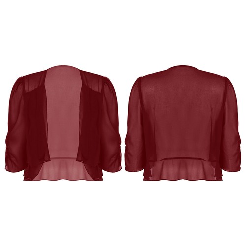 Lady Open Front Chiffon Cardigan See-through Bolero Shrug Crop Top Evening Party - Picture 31 of 466