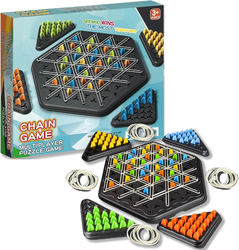Chain Triangle Chess Game, Engaging Triggle Rubber Band Strategy Game for Kids a - 第 11/12 張圖片