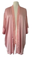 Vintage Victoria's Secret Gold Label Satin Kimono Robe Pink Sheer One Size