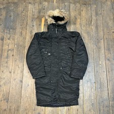 Vintage Ma2 Bomber Jacket 90s Full Zip Flight Parka Coat, Black, Womens Medium