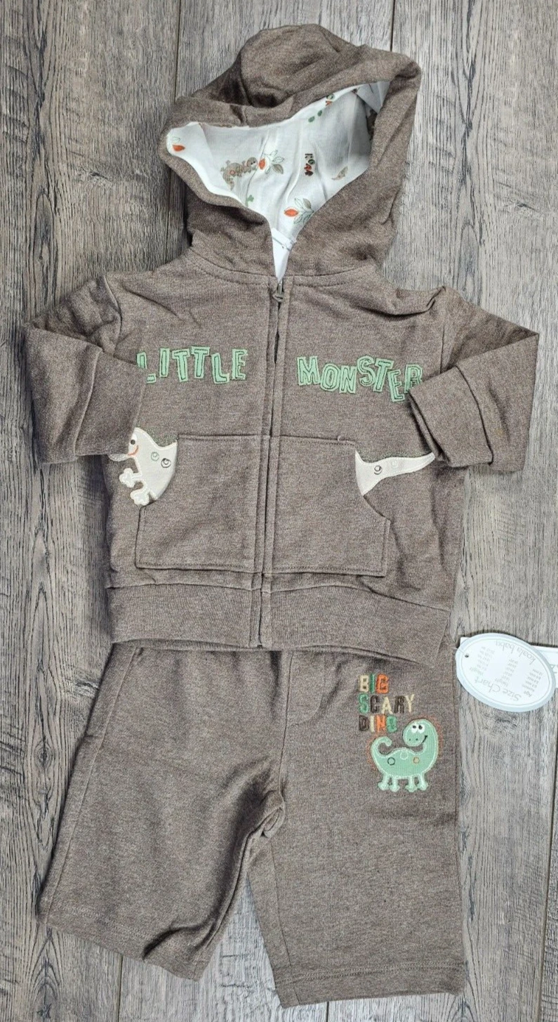 Baby Boy Clothes New Koala Baby 0-3 Month 2pc Brown Dinosaur Outfit
