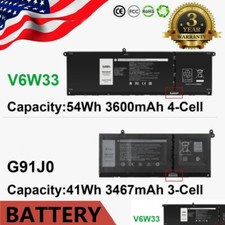 G91J0 V6W33 Battery For Dell Inspiron 3510 5510 Latitude 3320 3330 Vostro 3515