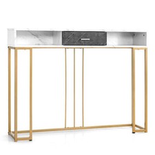 Narrow Long Sofa Table for Living Room-White - Color: White