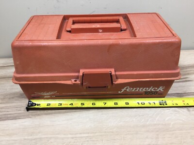 Vintage Fenwick 1050 Orange Fishing Tackle Box Trays x