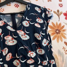 J. Crew 6 Dress Blue Pink Surplice Neck Spring Ruffle Workwear Office Preppy