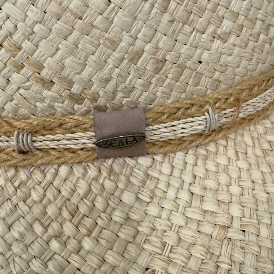 Sombrero Fedora de Paja Scala Rafia Para Hombres Banda Tejida Pequeña/Mediana Playa Sol Foto 4 de 4