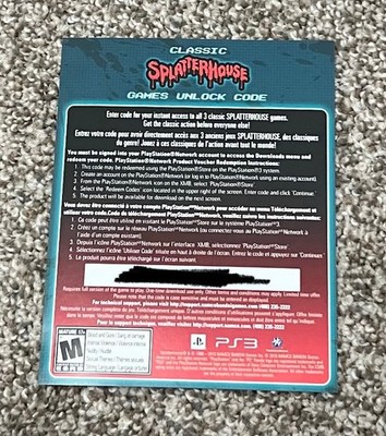 Splatterhouse Classic PS3 Insert Only PlayStation 3 RARE *Read Description*