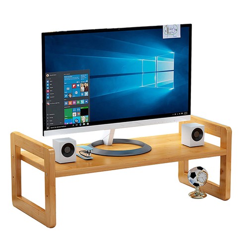 Modern Office Supply Organizer Space-saving Desk Storage Wooden Monitor Stand - Afbeelding 10 van 10