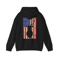 Hunting Hoodie, Deer Hunting American Flag Hunting Lovers Hunters Hoodie