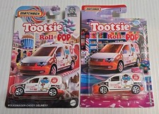 2020 Matchbox Candy Cars 1 Volkswagen Caddy WHITE TOOTSIE ROLL POP X2 New