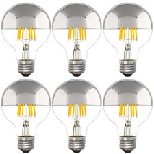 Half Chrome Light Bulb 6W 60 Watt Equivalent , Dimmable G25 Globe 5000K Dayl...